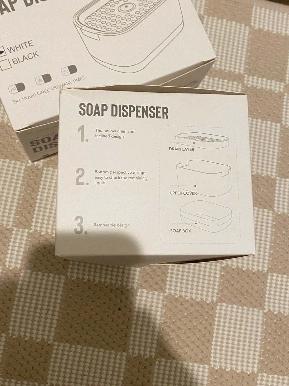 2-Pack Press Down Soap Dispensers White & Gray New in Box